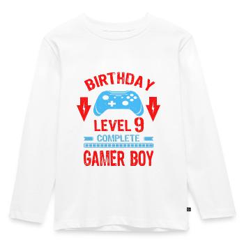 Nine 9yr BDay Son Boy Funny Gamer 9th 9 Year Old - Kids' Premium Longsleeve Shirt - white - Front - AI Model Kid Female (0cm)