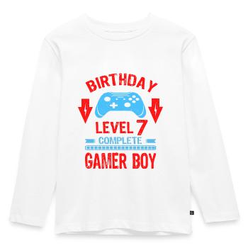 Sept 7 ans BDay Son Garçon Drôle Gamer 7ème 7 ans - T-shirt manches longues Premium Enfant - blanc - Devant - AI Model Kid Female (0cm)