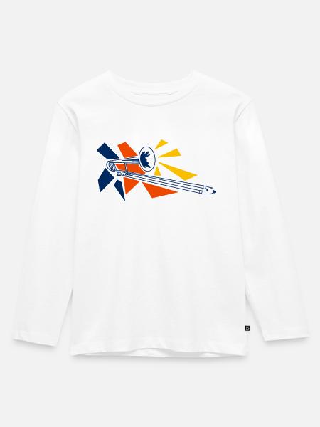 Posaune Pop Art - Kinder Premium Bio Langarmshirt - Weiß