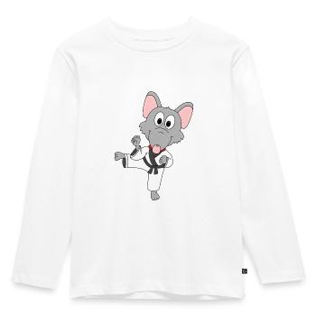 RATTE - KARATE - JUDO - KAMPFSPORT - TIERISCH - Kinder Premium Bio Langarmshirt - Weiß - Vorne - AI Model Kid Female (0cm)