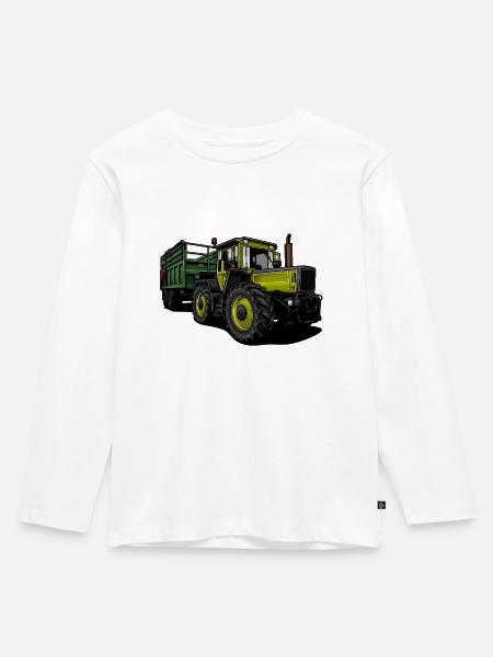 Traktor // Illustration - Kinder Premium Bio Langarmshirt - Weiß