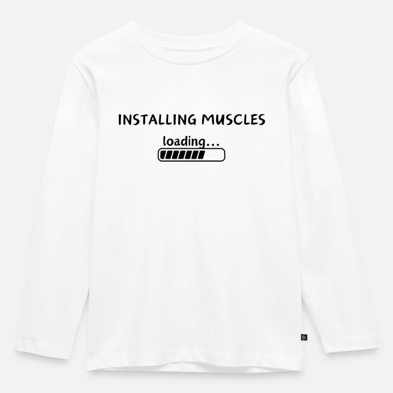 Installing Muscles - Kinder Premium Bio Langarmshirt - Weiß