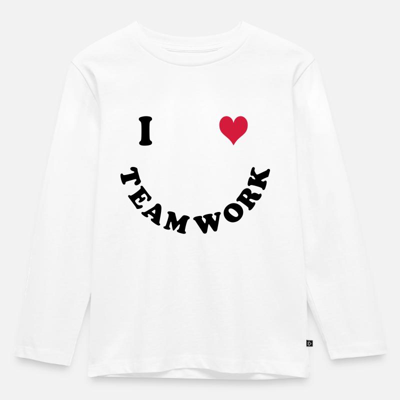 Ich liebe Teamwork - Kinder Premium Bio Langarmshirt - Weiß