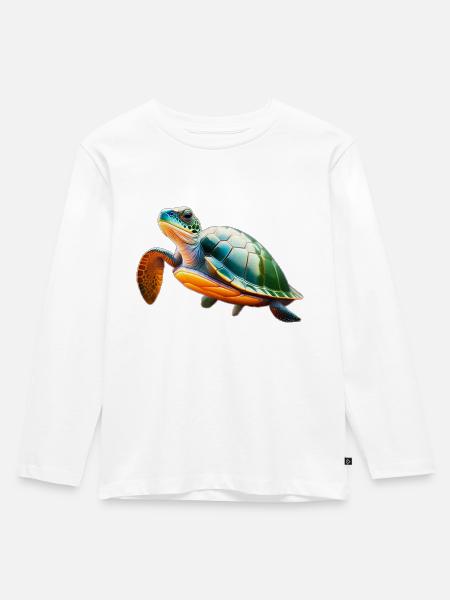 Schildkröte - Kinder Premium Bio Langarmshirt - Weiß