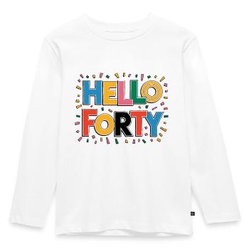 Hallo Vierzig - Kinder Premium Bio Langarmshirt - Weiß - Vorne - AI Model Kid Female (0cm)