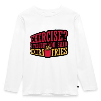 Exercise Extra Fries Zitat - Kinder Premium Bio Langarmshirt - Weiß - Vorne - AI Model Kid Female (0cm)