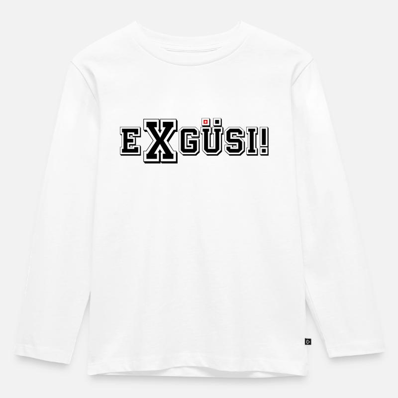 Exgüsi! - Kinder Premium Bio Langarmshirt - Weiß