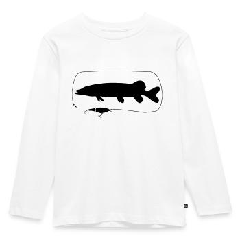 Pike with wobbler - Kids' Premium Longsleeve Shirt - white - Front - AI Model Kid Female (0cm)