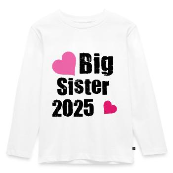 Ich werde eine Große Schwester 2025 - Kinder Premium Bio Langarmshirt - Weiß - Vorne - AI Model Kid Female (0cm)