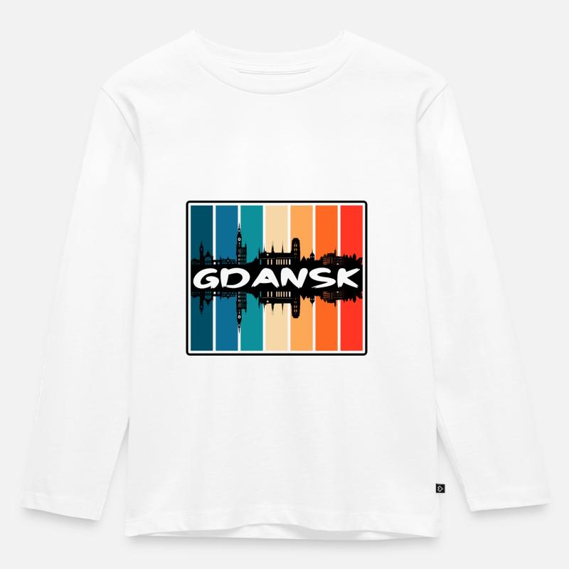 Danzig Polen Skyline Silhouette Reise Souvenir - Kinder Premium Bio Langarmshirt - Weiß