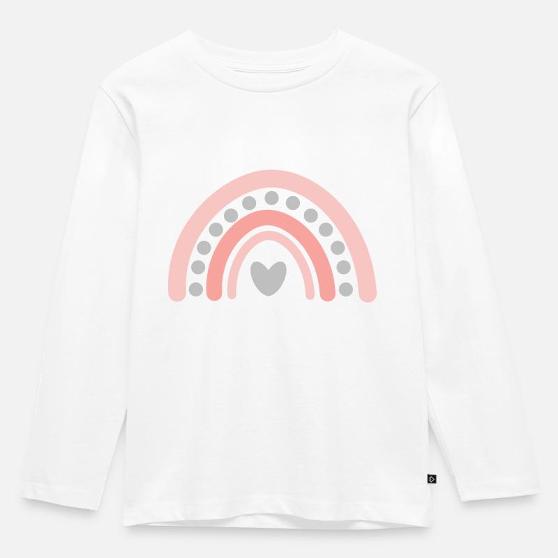 Regenbogen - Kinder Premium Bio Langarmshirt - Weiß