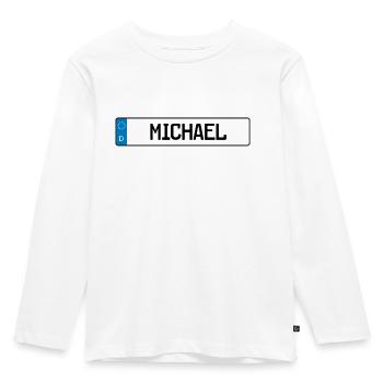 Michadel name tag gift - Kids' Premium Longsleeve Shirt - white - Front - AI Model Kid Female (0cm)