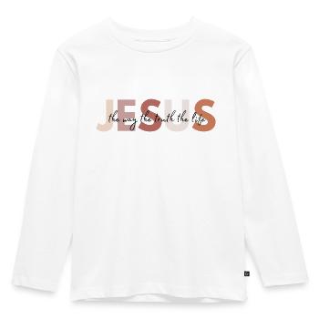 Jésus le chemin la vérité la vie - T-shirt manches longues Premium Enfant - blanc - Devant - AI Model Kid Female (0cm)