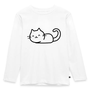 Katze - Kinder Premium Bio Langarmshirt - Weiß - Vorne - AI Model Kid Female (0cm)