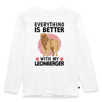 Alles ist besser mit meinem Leonberger - Kinder Premium Bio Langarmshirt - Weiß - Vorne - AI Model Kid Female (0cm)