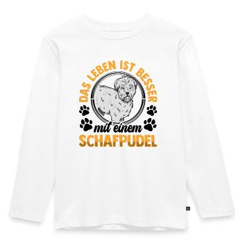 Leben mit Schafpudel altdeutscher Hütepudel - Kinder Premium Bio Langarmshirt - Weiß - Vorne - AI Model Kid Female (0cm)