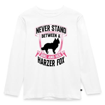 Girl and her Harz Fox Old German Herding Dog - Kids' Premium Longsleeve Shirt - white - Front - AI Model Kid Female (0cm)