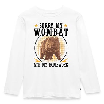 Wombat hat meine Hausaufgaben Beuteltier - Kinder Premium Bio Langarmshirt - Weiß - Vorne - AI Model Kid Female (0cm)