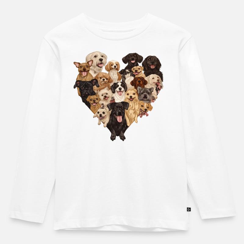 Hundeliebe - Kinder Premium Bio Langarmshirt - Weiß