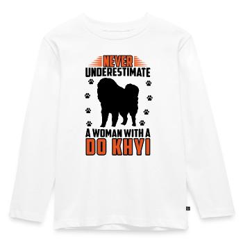 Woman with Do Khyi Tibetan Mastiff Tibetan Mastiff - Kids' Premium Longsleeve Shirt - white - Front - AI Model Kid Female (0cm)
