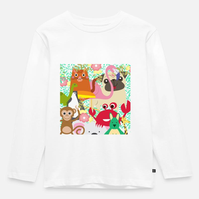 Bunte Tierwelt! - Kinder Premium Bio Langarmshirt - Weiß