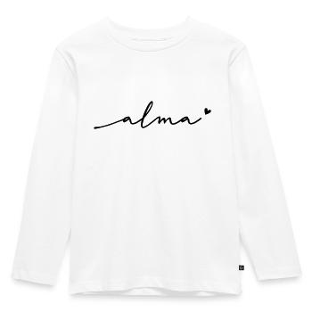 Alma Schreibschrift Name - Kinder Premium Bio Langarmshirt - Weiß - Vorne - AI Model Kid Female (0cm)