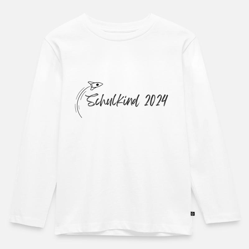 Schulkind 2024, Tshirt, Tasse - Kinder Premium Bio Langarmshirt - Weiß