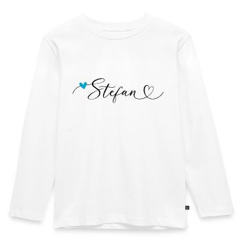 Stefan Surname First name Calligraphy Heart - Kids' Premium Longsleeve Shirt - white - Front - AI Model Kid Female (0cm)