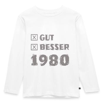 1980 - Kinder Premium Bio Langarmshirt - Weiß - Vorne - AI Model Kid Female (0cm)