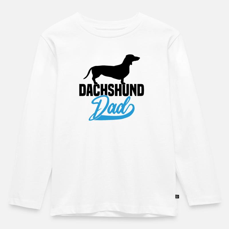 Dachshund Dad - Kinder Premium Bio Langarmshirt - Weiß