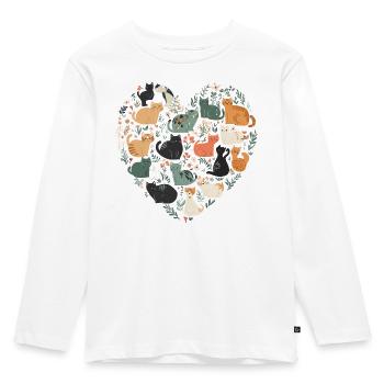 Cœur de chat pour les amoureux des chats - T-shirt manches longues Premium Enfant - blanc - Devant - AI Model Kid Female (0cm)