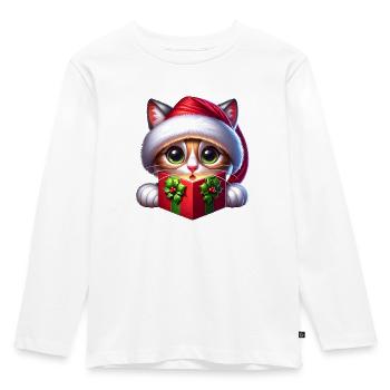 Cuddly Cat Christmas - Kids' Premium Longsleeve Shirt - white - Front - AI Model Kid Female (0cm)