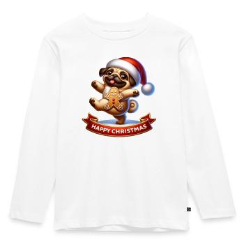 Happy Christmas Mops - Kinder Premium Bio Langarmshirt - Weiß - Vorne - AI Model Kid Female (0cm)