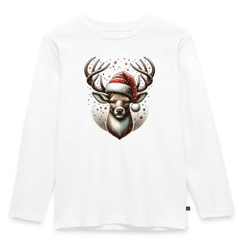 Vintage Reindeer Snowfall Christmas - Kids' Premium Longsleeve Shirt - white - Front - AI Model Kid Female (0cm)