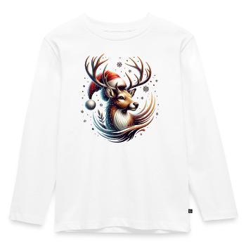 Rentier Winter - Kinder Premium Bio Langarmshirt - Weiß - Vorne - AI Model Kid Female (0cm)