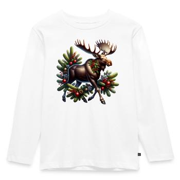 Weihnachts Elch Wald Weihnachtlich - Kinder Premium Bio Langarmshirt - Weiß - Vorne - AI Model Kid Female (0cm)