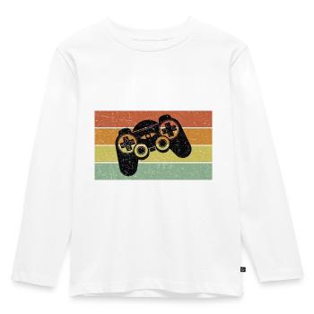 Vintage Retro Gaming Controller - Kinder Premium Bio Langarmshirt - Weiß - Vorne - AI Model Kid Female (0cm)