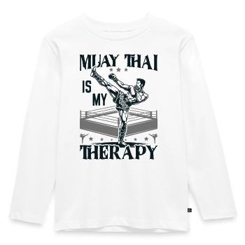 Muay Thai Boxing, Thai Boxer, Thai Boxing - Kinder Premium Bio Langarmshirt - Weiß - Vorne - AI Model Kid Female (0cm)