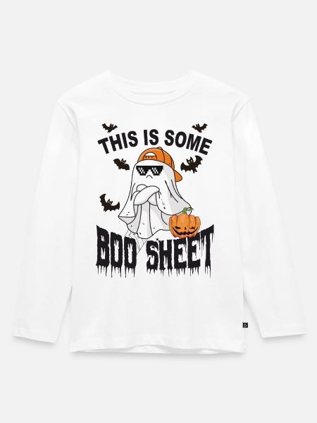 Halloween Geist - Kinder Premium Bio Langarmshirt - Weiß