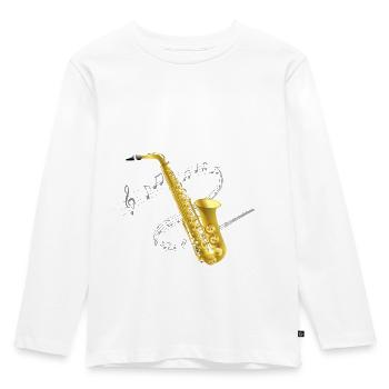 Saxophone music - Kids' Premium Longsleeve Shirt - white - Front - AI Model Kid Female (0cm)