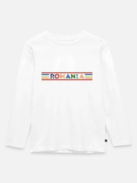 RUMÄNIEN - Kinder Premium Bio Langarmshirt - Weiß