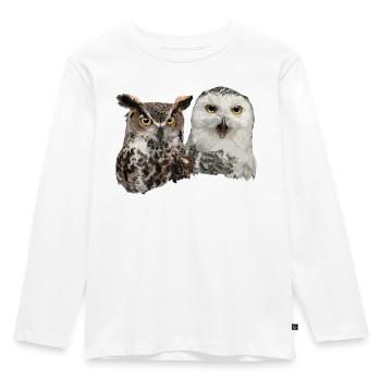 Schneeeule und amerikanische Eule - Kinder Premium Bio Langarmshirt - Weiß - Vorne - AI Model Kid Female (0cm)