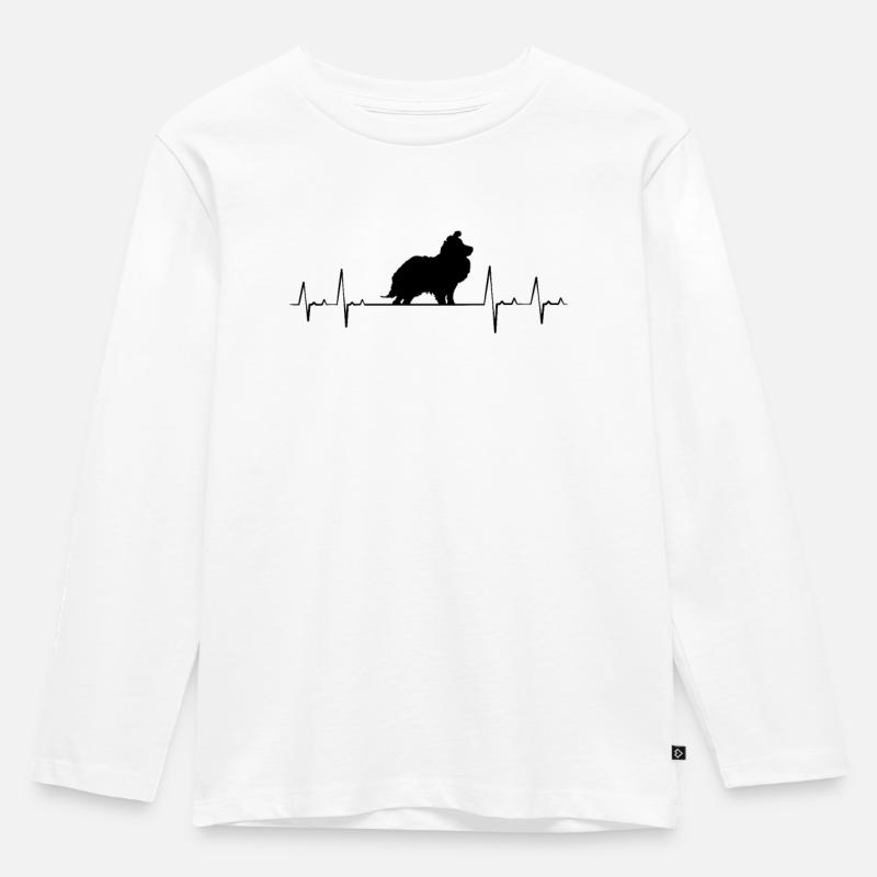 Shetland Sheepdog Herzschlag Sheltie Geschenk - Kinder Premium Bio Langarmshirt - Weiß