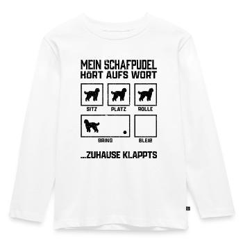 Schafpudel Hundetricks altdeutscher Hütepudel - Kinder Premium Bio Langarmshirt - Weiß - Vorne - AI Model Kid Female (0cm)