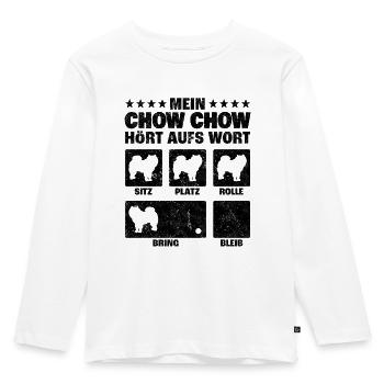 Chow Chow Hundetricks chinesischer Löwenhund - Kinder Premium Bio Langarmshirt - Weiß - Vorne - AI Model Kid Female (0cm)