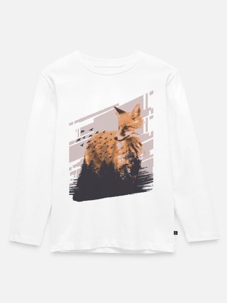 Fuchs - Kinder Premium Bio Langarmshirt - Weiß