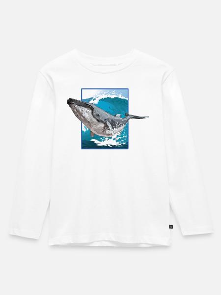 Buckelwal - Kinder Premium Bio Langarmshirt - Weiß