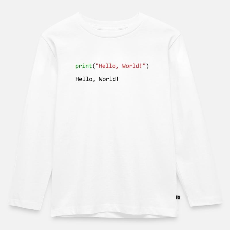 Programmeur de python cadeau Hello World - T-shirt manches longues Premium Enfant - blanc