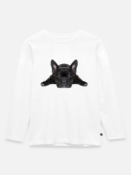 Bulldogge Low Poly - Kinder Premium Bio Langarmshirt - Weiß