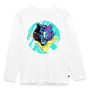tiger - Kids' Premium Longsleeve Shirt - white - Front - AI Model Kid Female (0cm)